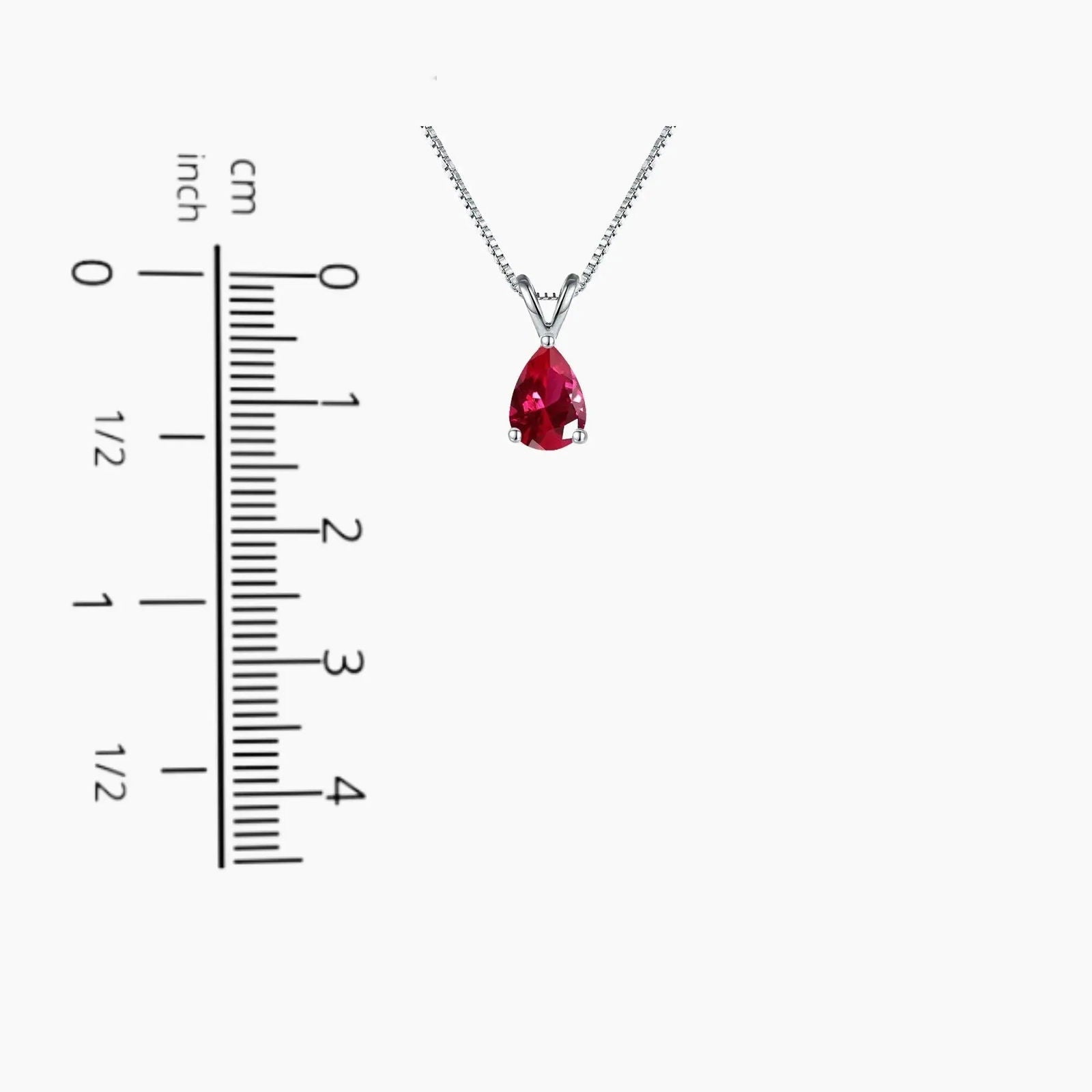 Ruby Pear Shape Pendant Necklace - 925 Sterling Silver - Irosk Australia