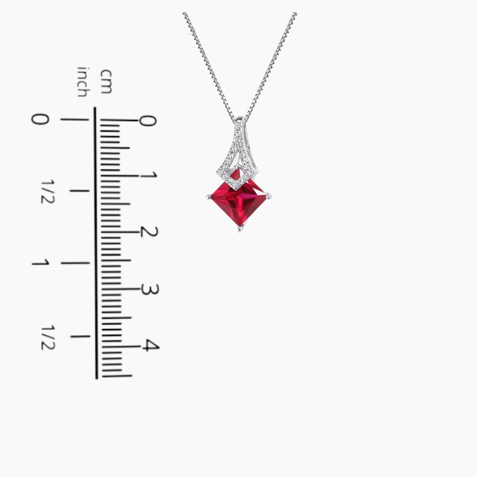 Ruby Princess Cut Pendant Necklace in Sterling Silver - Irosk Australia