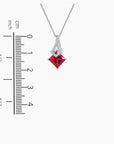 Ruby Princess Cut Pendant Necklace in Sterling Silver - Irosk Australia