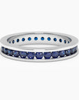 Channel set sapphire ring in sterling silver