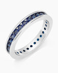 Sterling silver sapphire channel ring for women
