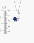 Size reference for blue moon necklace with sapphire gemstone, showing pendant dimensions for accurate measurement and ideal fit.