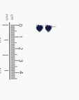 Detailed View of Rhodium-Plated Sterling Silver Heart Earrings with Blue Sapphires