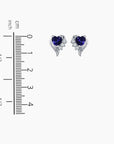 Timeless Blue Sapphire Heart Earrings in Sterling Silver with Rhodium Finish