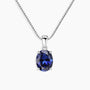 Elegant Blue Sapphire Pendant Necklace Set in Rhodium-Plated 925 Sterling Silver