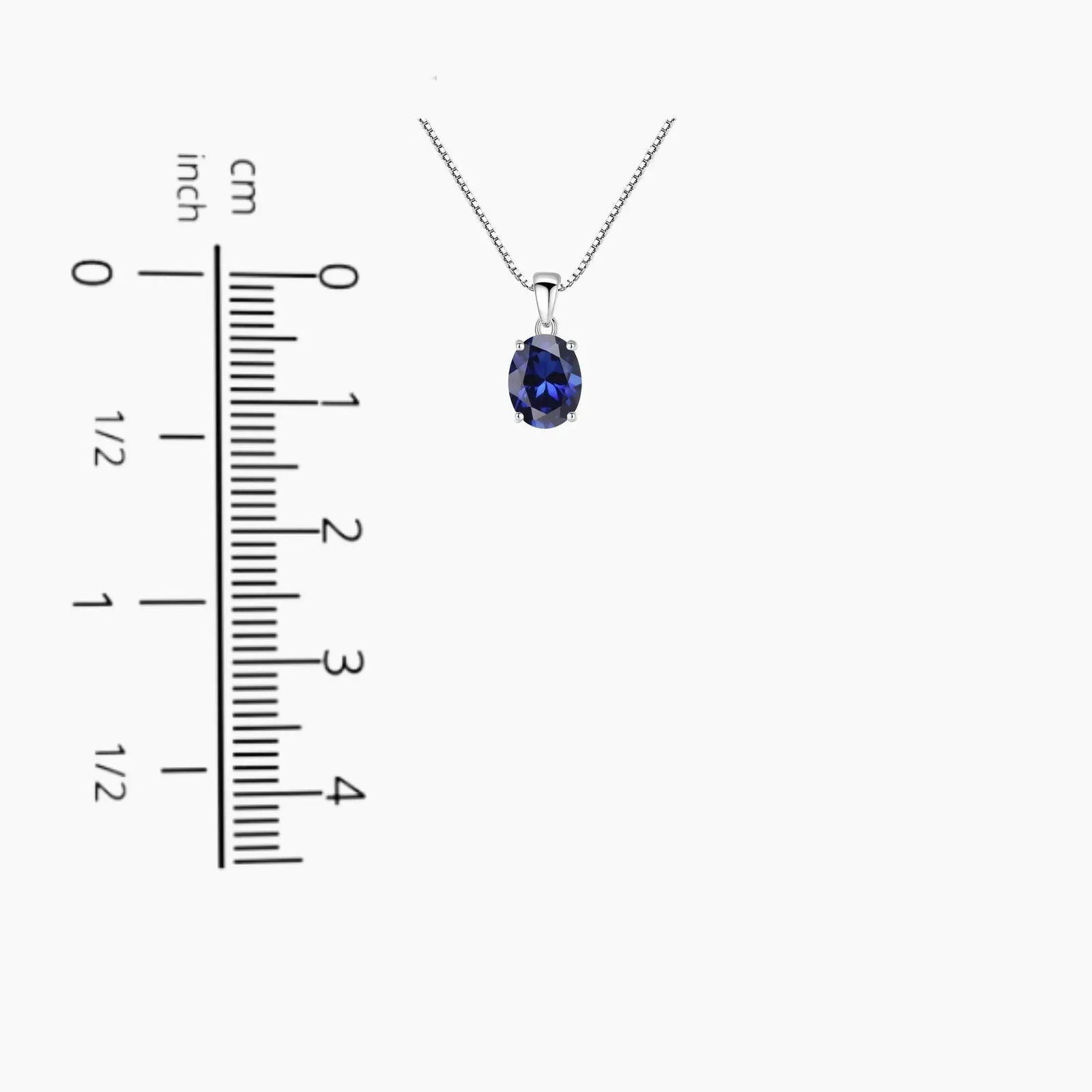 Sophisticated Oval Sapphire Pendant with 45 cm Box Chain and Spring Ring Clasp