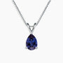 Pear Shaped Blue Sapphire Pendant Necklace in 925 Sterling Silver with Rhodium Plating