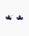 Tiny Miny Sapphire Stud Earrings in 925 Sterling Silver with Marquise-Cut Created Sapphires