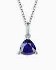 Trillion Cut Sapphire Necklace in Sterling Silver by Irosk with Rhodium Plating