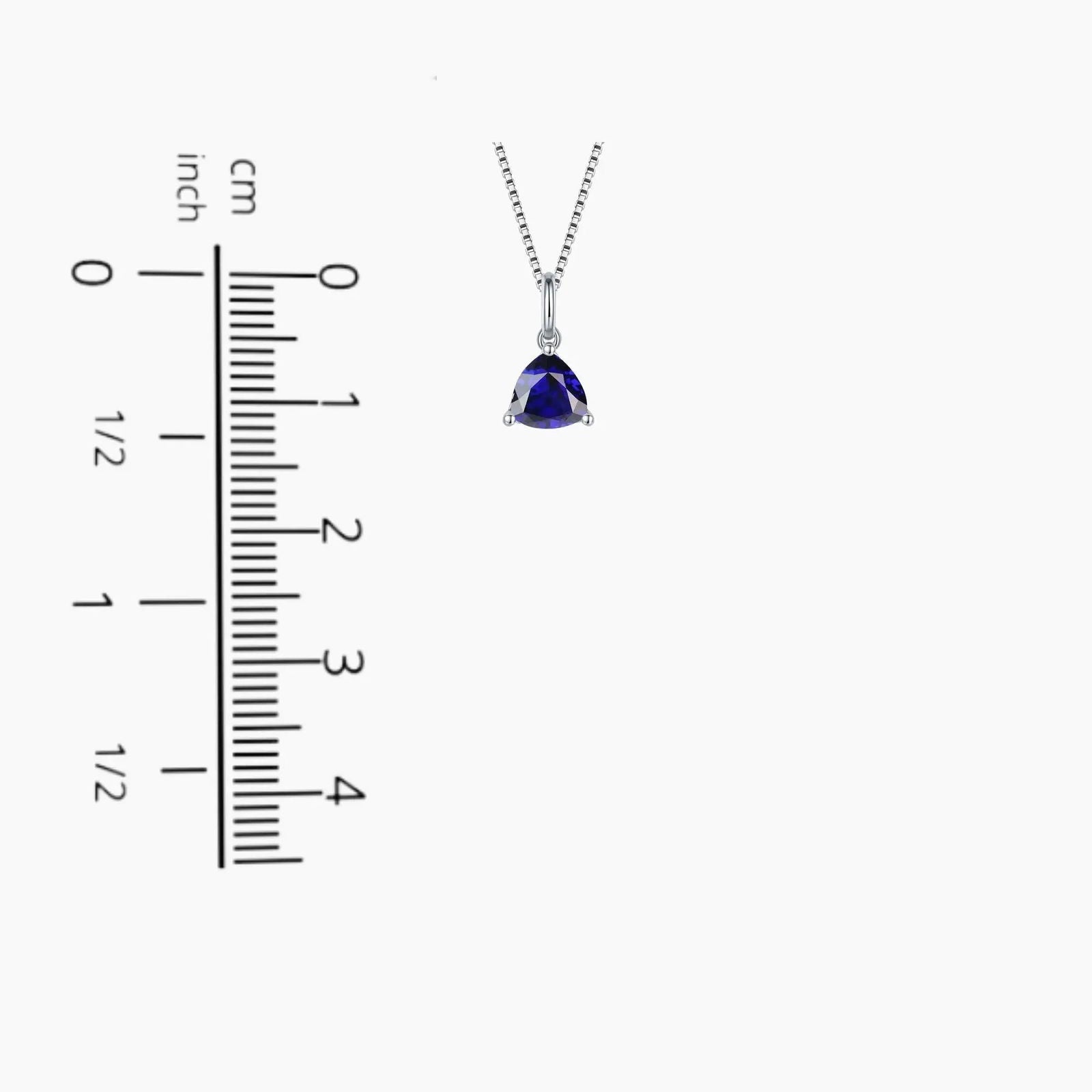 Elegant Sapphire Triangle Necklace Set in 925 Sterling Silver on Box Chain