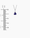 Elegant Sapphire Triangle Necklace Set in 925 Sterling Silver on Box Chain