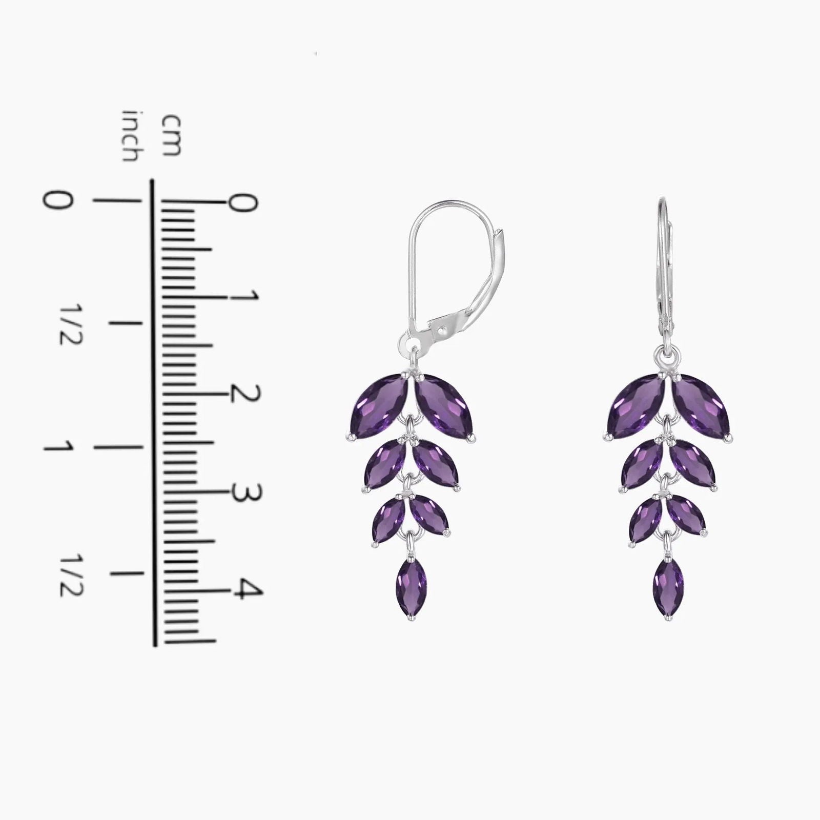 Serene Elegance: Marquise Cut Amethyst Leaf Earrings - Irosk Australia