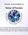 Alexandrite meaning card highlighting symbolism of harmony, transformation, and creativity