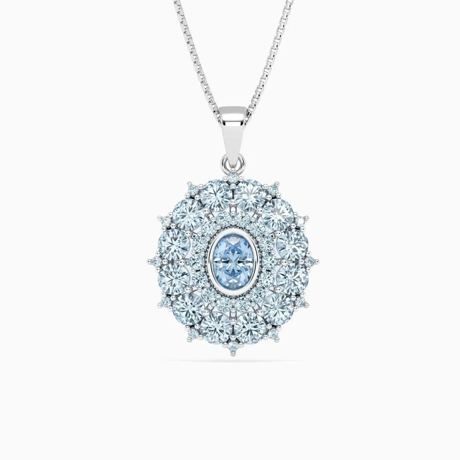 Sky Blue Topaz Cluster Necklace crafted in 925 Silver | Irosk ® - Irosk Australia