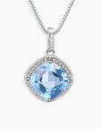 Sky Blue Topaz Cushion Cut Pendant in Sterling Silver - Irosk Australia