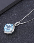 Sky Blue Topaz Cushion Cut Pendant in Sterling Silver - Irosk Australia