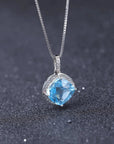 Sky Blue Topaz Cushion Cut Pendant in Sterling Silver - Irosk Australia