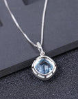 Sky Blue Topaz Cushion Cut Pendant in Sterling Silver - Irosk Australia