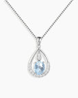 Sky Blue Topaz Drop Pendant Necklace in Sterling Silver - Irosk Australia