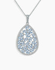 Sky Blue Topaz Drop Shape Cluster Necklace in Sterling Silver - Irosk Australia