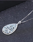 Sky Blue Topaz Drop Shape Cluster Necklace in Sterling Silver - Irosk Australia