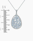 Sky Blue Topaz Drop Shape Cluster Necklace in Sterling Silver - Irosk Australia