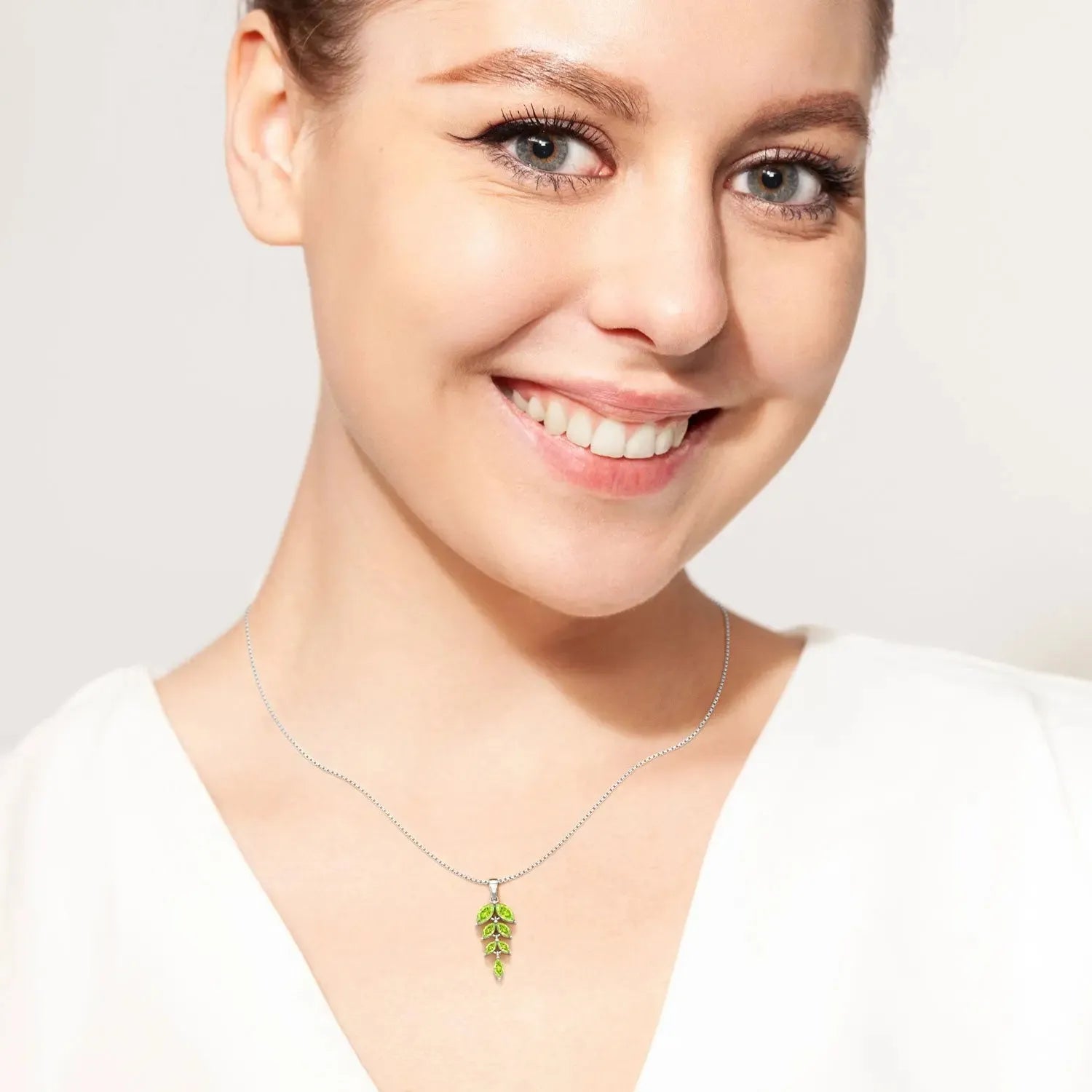 leaf necklace on a model