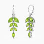 Marquise Peridot Leaf Design August Birth stone Earrings in Sterling Silver