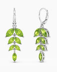 Marquise Peridot Leaf Design August Birth stone Earrings in Sterling Silver