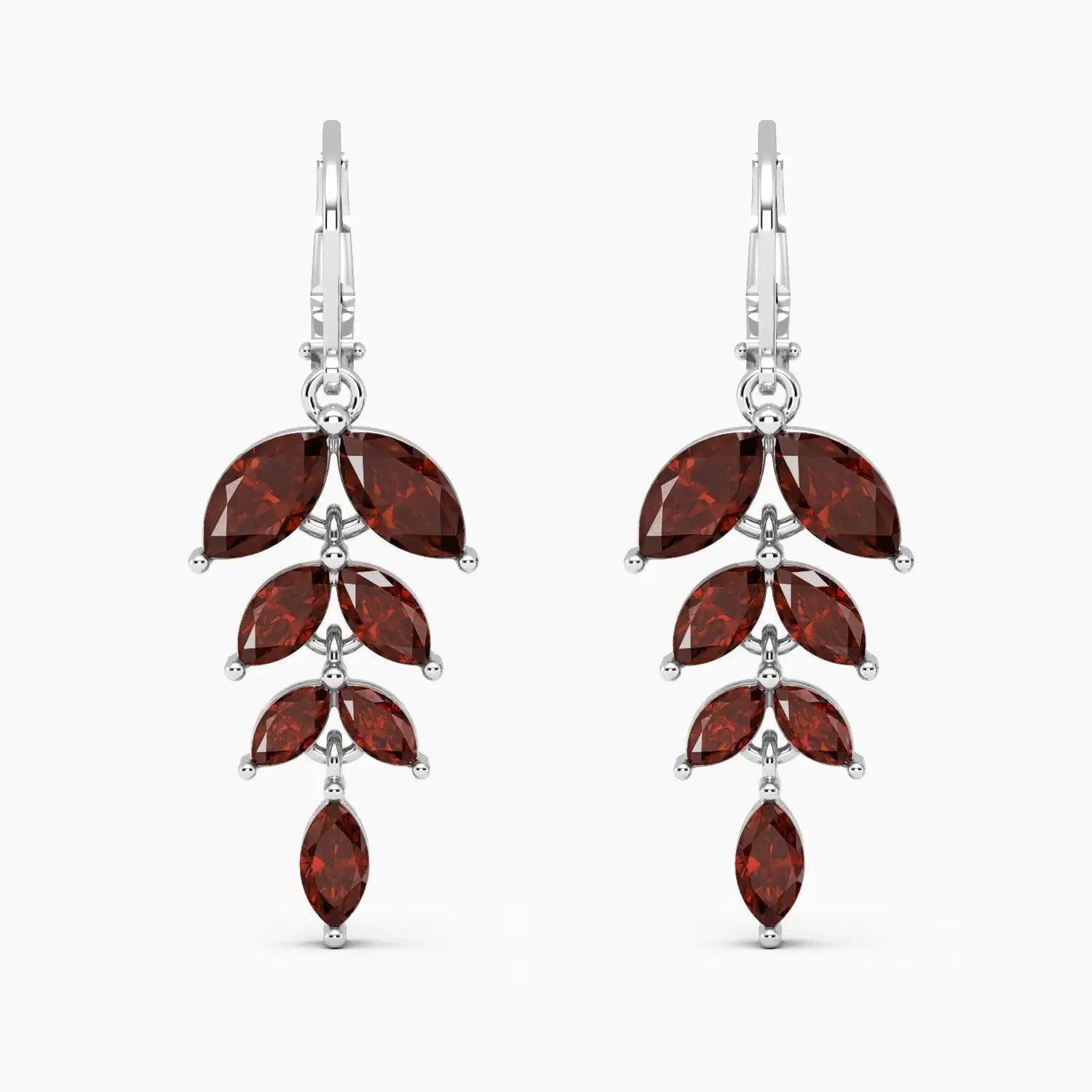 Sparkling Strength: Garnet Leaf Statement Earrings - Irosk Australia