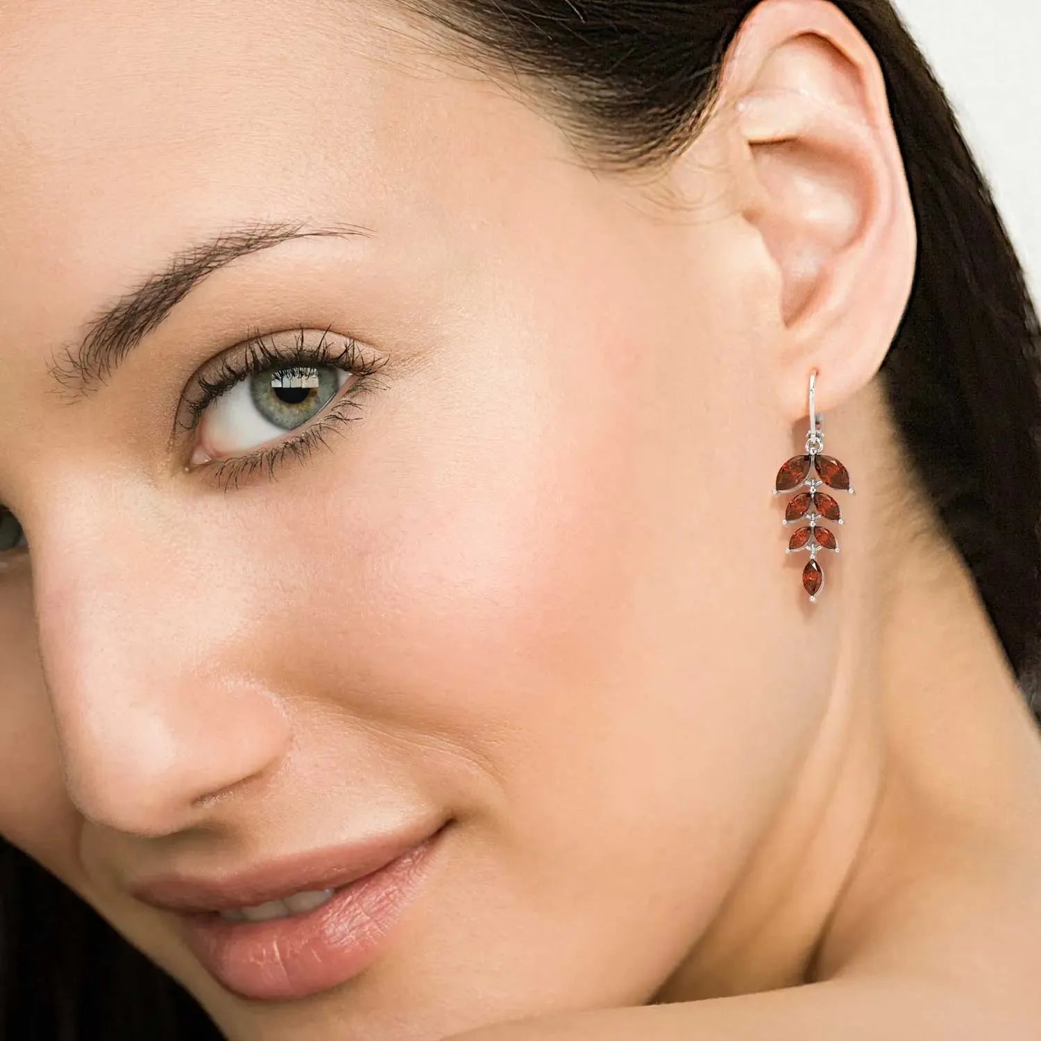 Sparkling Strength: Garnet Leaf Statement Earrings - Irosk Australia