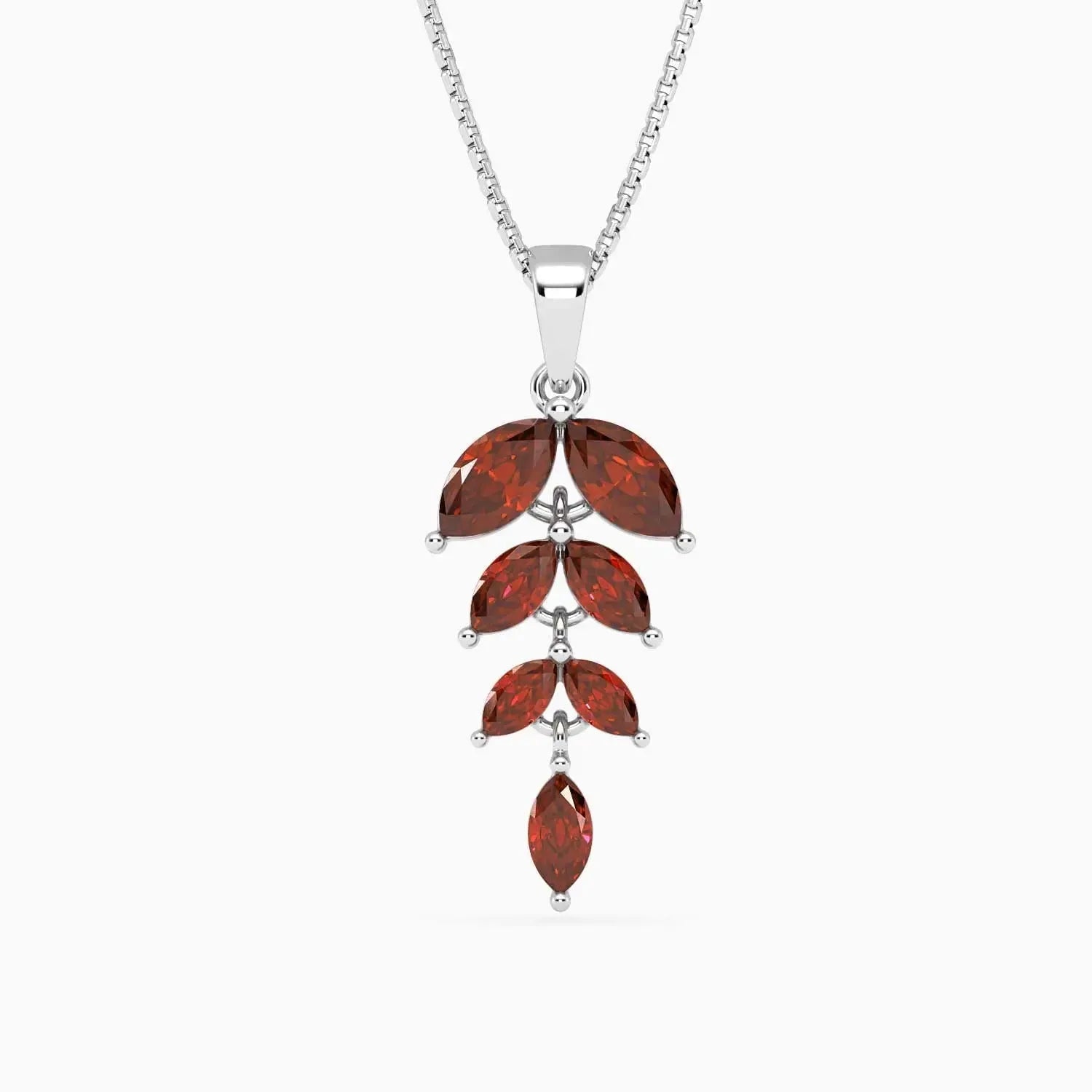 Sparkling Strength: Garnet Marquise Leaf Pendant - Irosk Australia