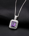 Sterling Silver Amethyst Baguette Cut Royale Pendant - Exquisite Women Jewellery - Irosk Australia