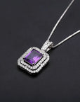 Sterling Silver Amethyst Baguette Cut Royale Pendant - Exquisite Women Jewellery - Irosk Australia