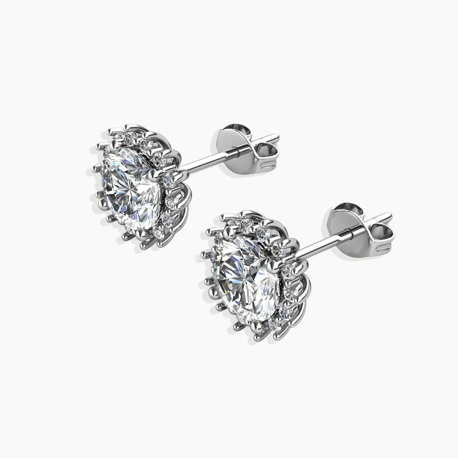 Measurement chart displaying the dimensions of the Sunburst Moissanite Round Stud Earrings, including height and width in centimeters.