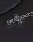 Swiss Blue Topaz Cross Pendant Necklace in 925 Sterling Silver - Irosk Australia ® - Irosk Australia