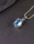 Swiss Blue Topaz Oval Pendant Necklace in Sterling Silver - Irosk Australia ® - Irosk Australia