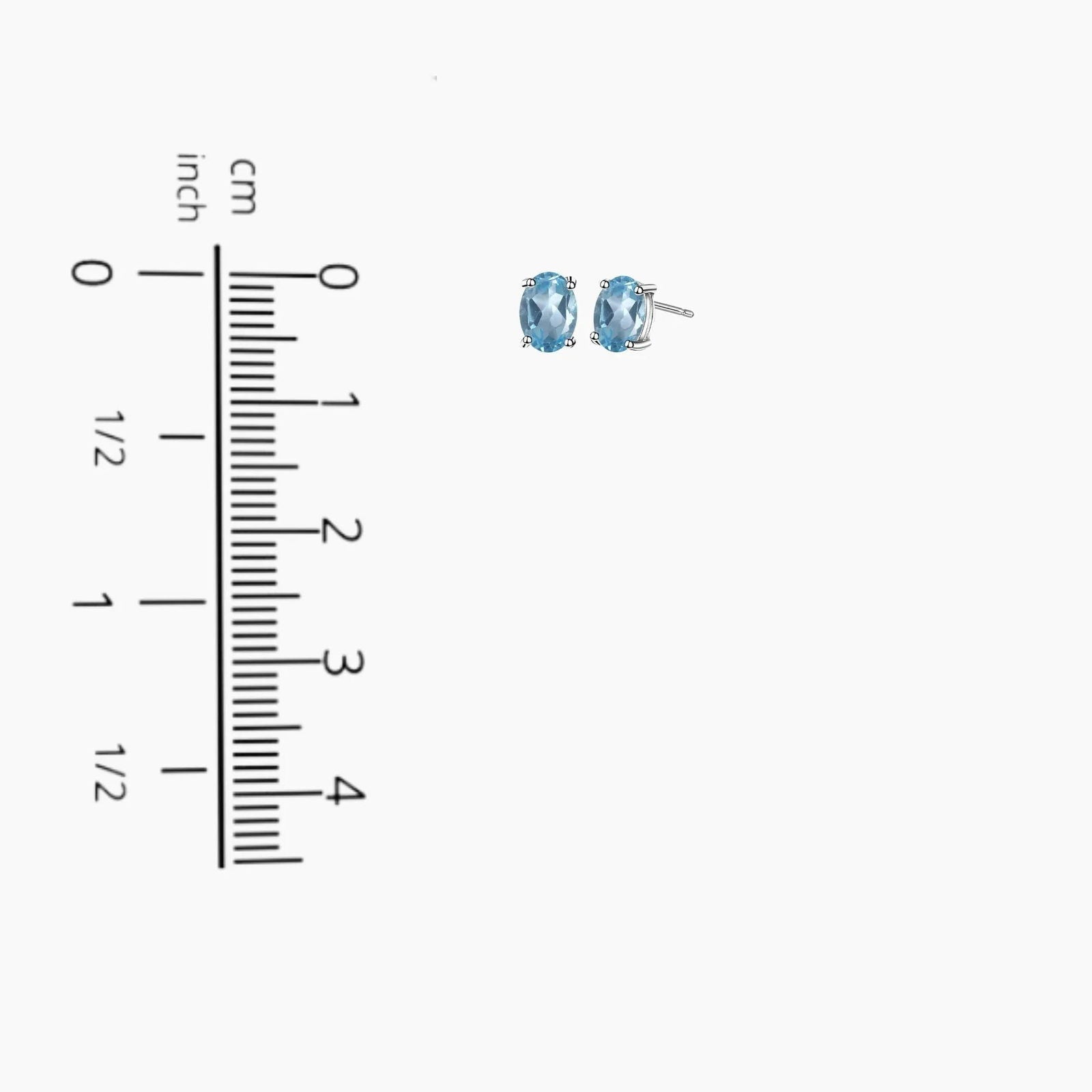 Swiss Blue Topaz Oval Stud Earrings - Sterling Silver - Irosk Australia