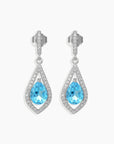 Swiss Blue Topaz Pear-Shaped Dangling Earrings - Sterling Silver - Irosk Australia ® - Irosk Australia