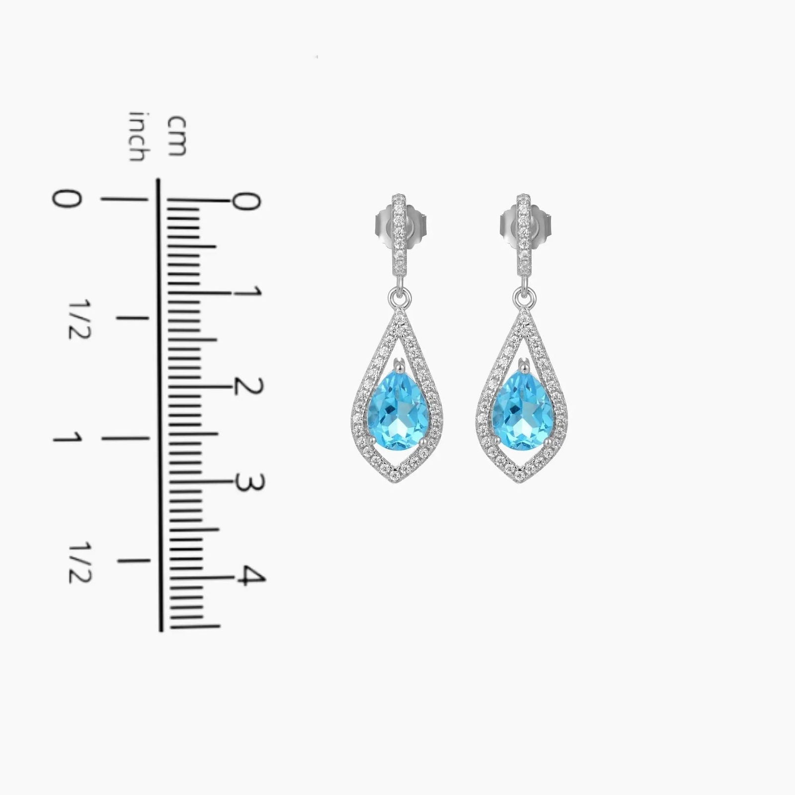 Swiss Blue Topaz Pear-Shaped Dangling Earrings - Sterling Silver - Irosk Australia ® - Irosk Australia