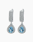 Swiss Blue Topaz Pear Cut Dangling Earrings - Irosk Australia