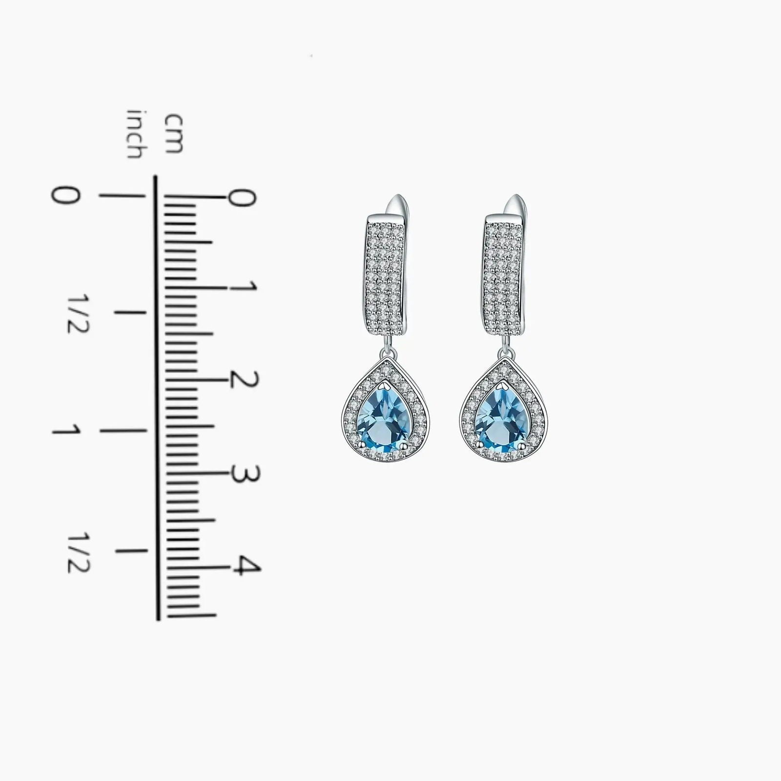 Swiss Blue Topaz Pear Cut Dangling Earrings - Irosk Australia
