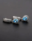 Swiss Blue Topaz Pear Cut Dangling Earrings - Irosk Australia