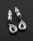 Swiss Blue Topaz Pear Cut Dangling Earrings - Irosk Australia
