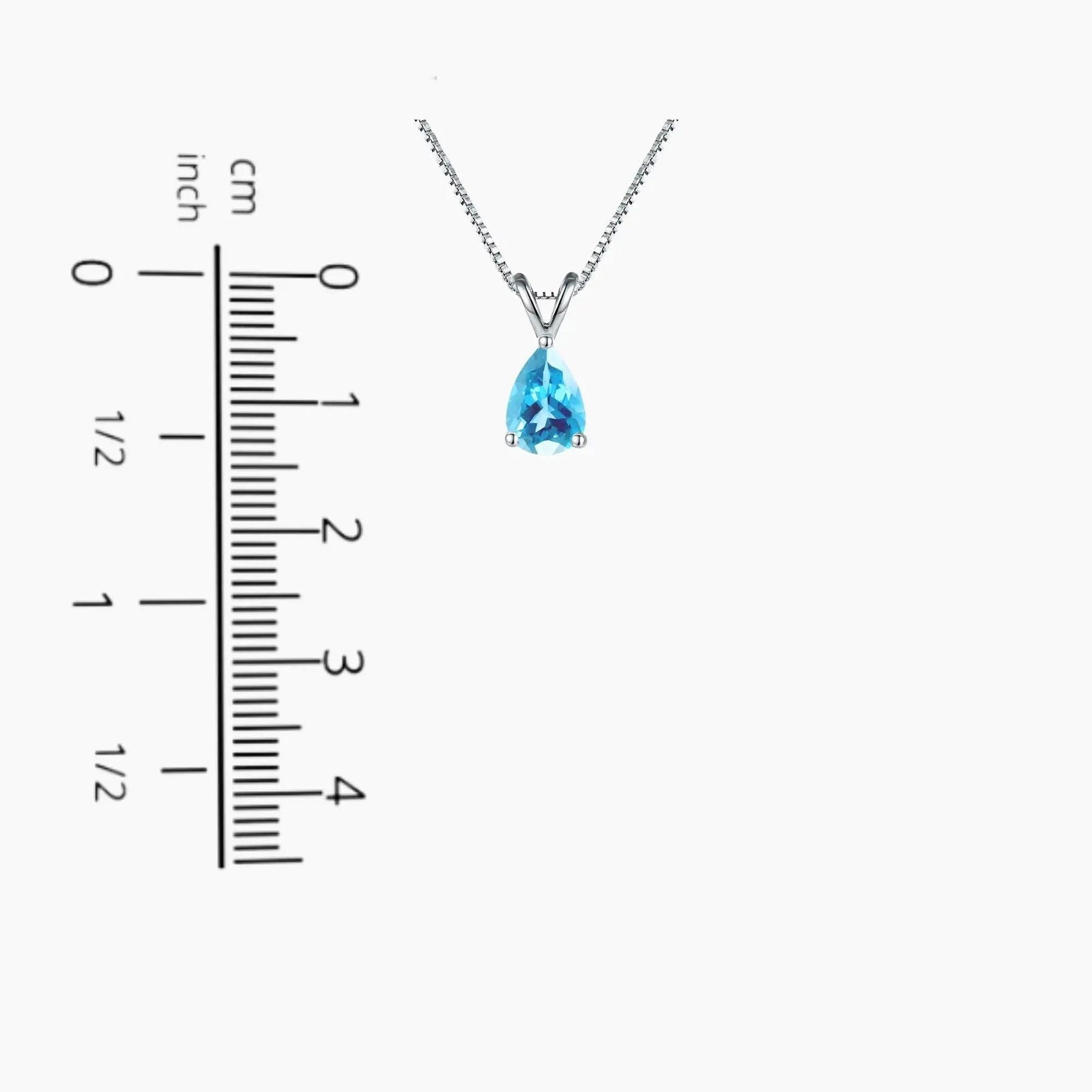 Swiss Blue Topaz  Pear Shape Pendant Necklace - 925 Sterling Silver - Irosk Australia