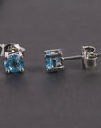 Swiss Blue Topaz Round Shape Stud Earrings in Sterling Silver - Irosk Australia ® - Irosk Australia