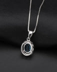 Swiss Bule Topaz Oval Cut Regal Pendant Necklace in Sterling Silver - Irosk Australia
