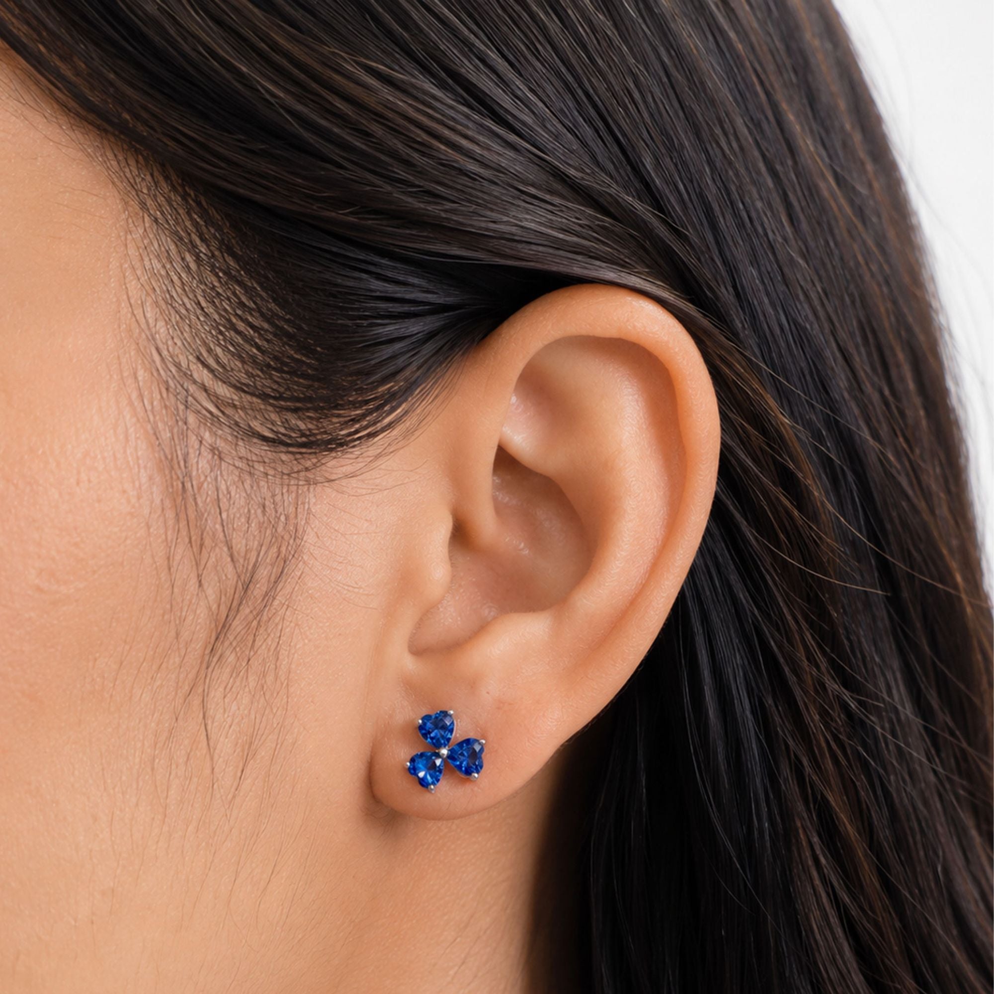 flower heart earrings on model