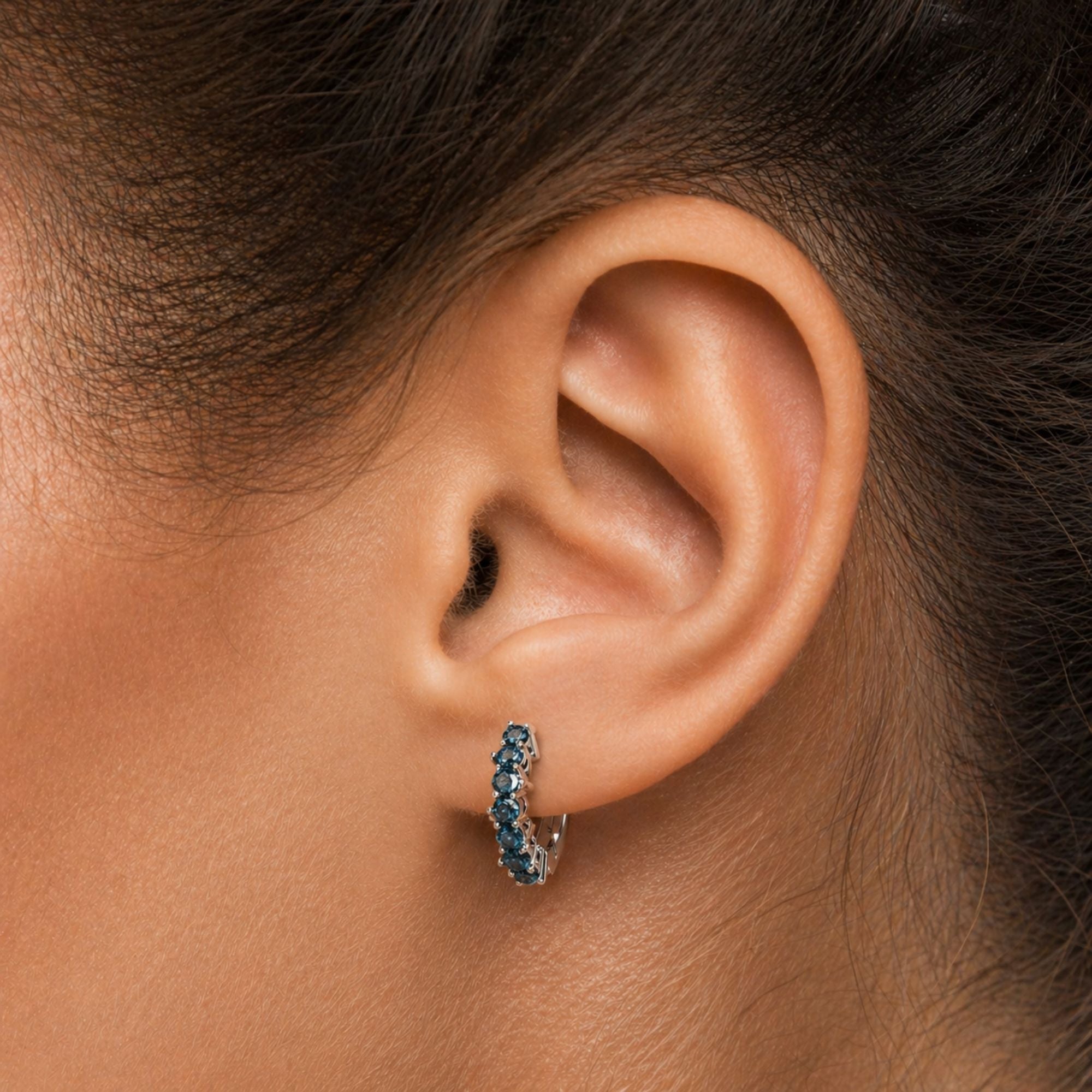 London Blue Topaz Huggie Earrings in Sterling Silver | Irosk