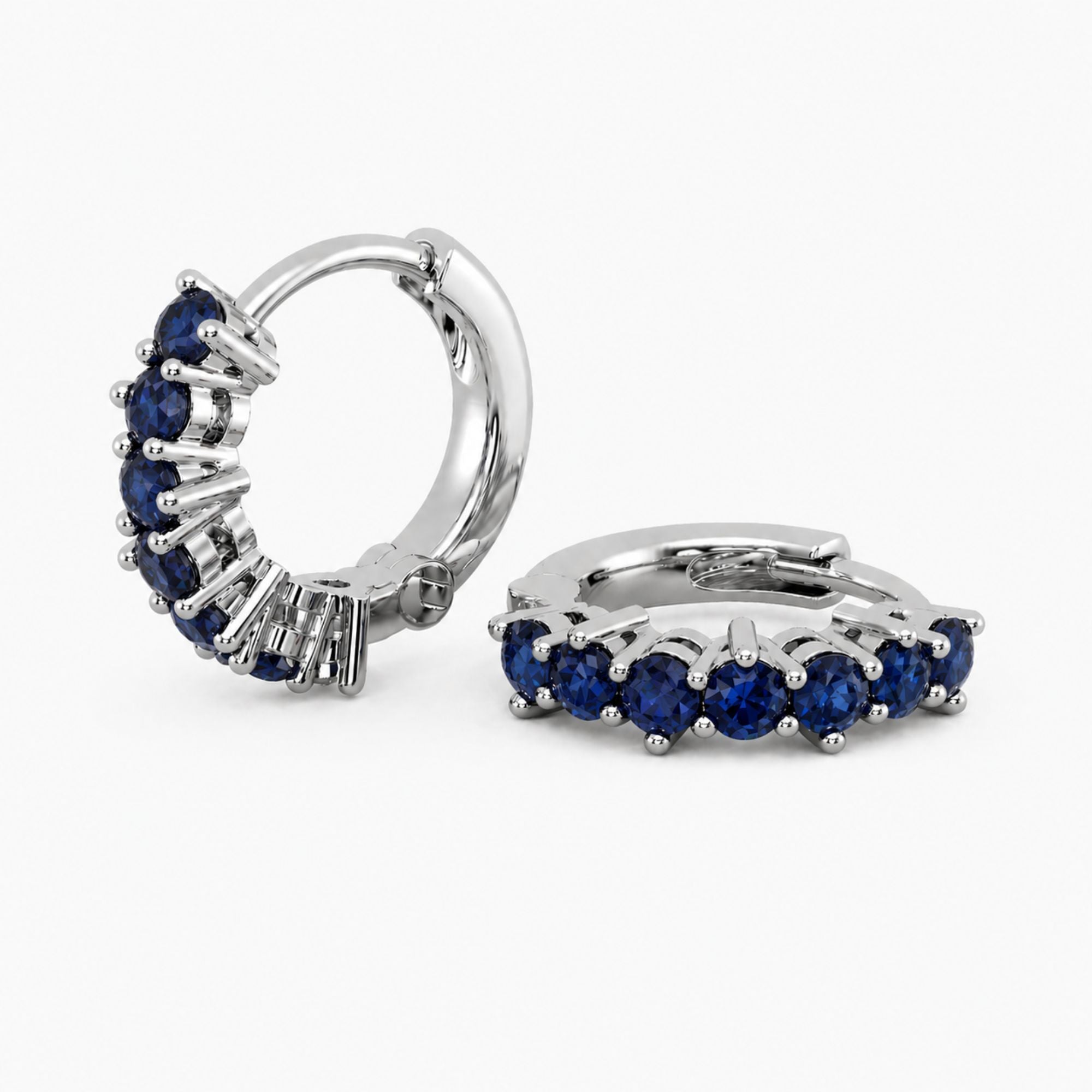 Sapphire Huggie Earrings in Sterling Silver | Irosk